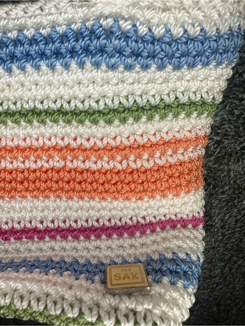 The Sak Multicolor Striped Crochet Shoulder Bag Boho Y2K Tote